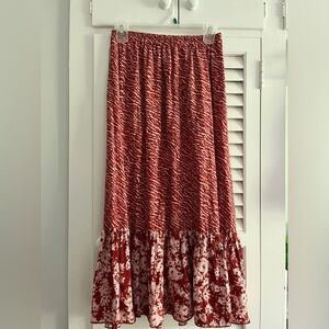 Red Patterned Women's Skirt